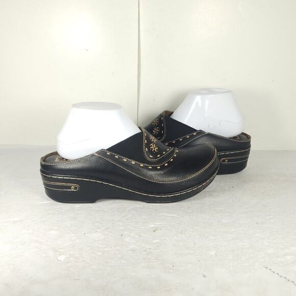 L'artiste Spring Step Women's Chino EU42 US11-11,5 Black Leather Floral Clogs - Picture 9 of 15